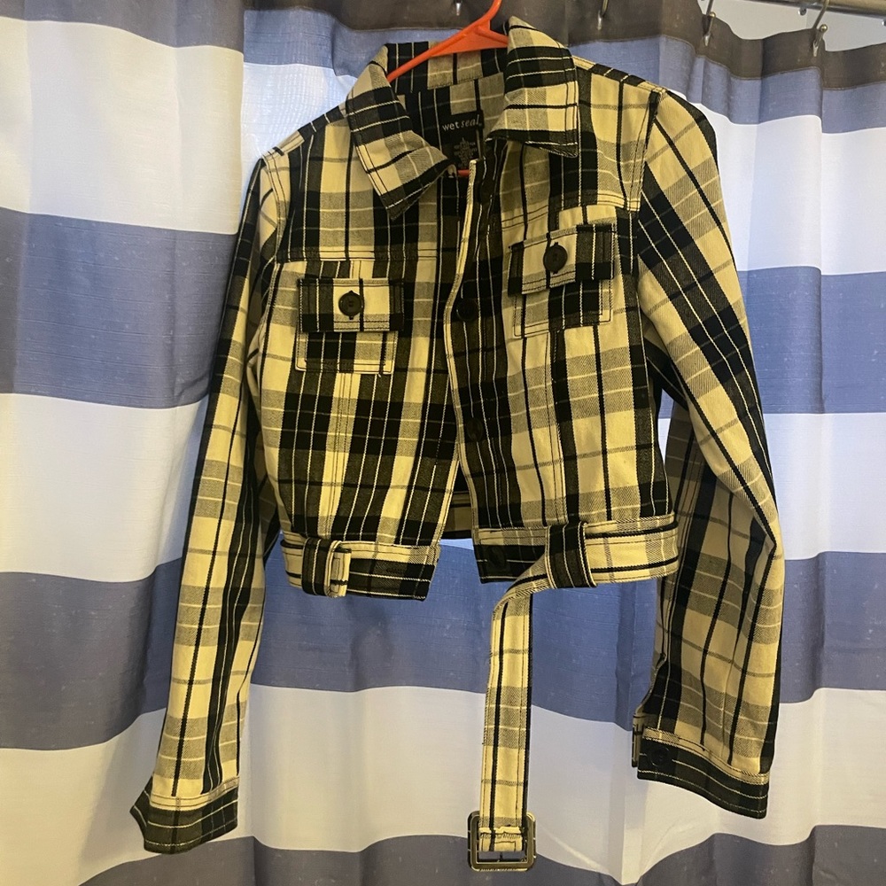 Wet seal black and white crop jacket
